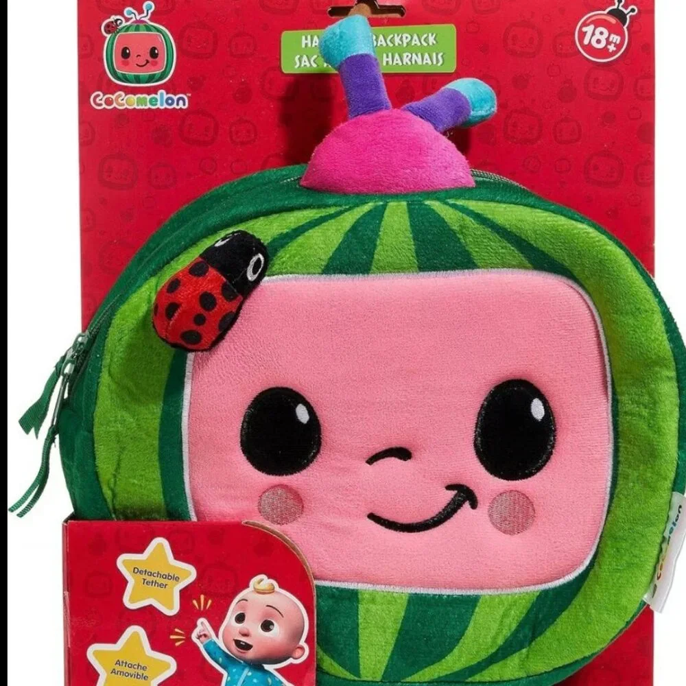 Plush-Cocomelon Kids Backpack with Safety Leash,Anti-Lost Children Toddler Backp